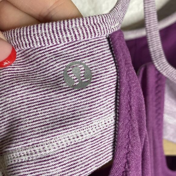 Lululemon-No Limits Purple Built In Shelf Bra Racer Back Active Tank Top- Size 6 - Picture 5 of 7